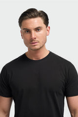 Sanchez Black Pure Cotton Stretch Fit Crew Neck T-Shirt