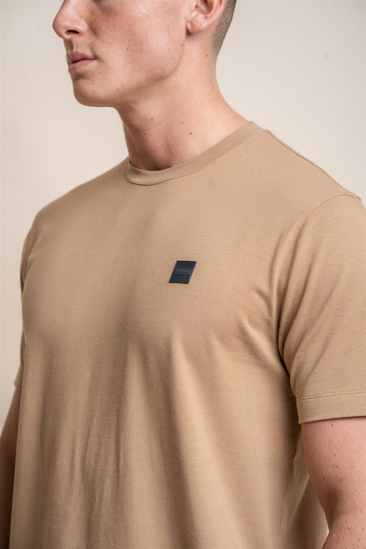 Bogart sand T-shirt front detail