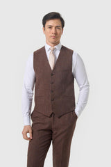 Thomas Dark Mahogany Tweed Three Piece Suit