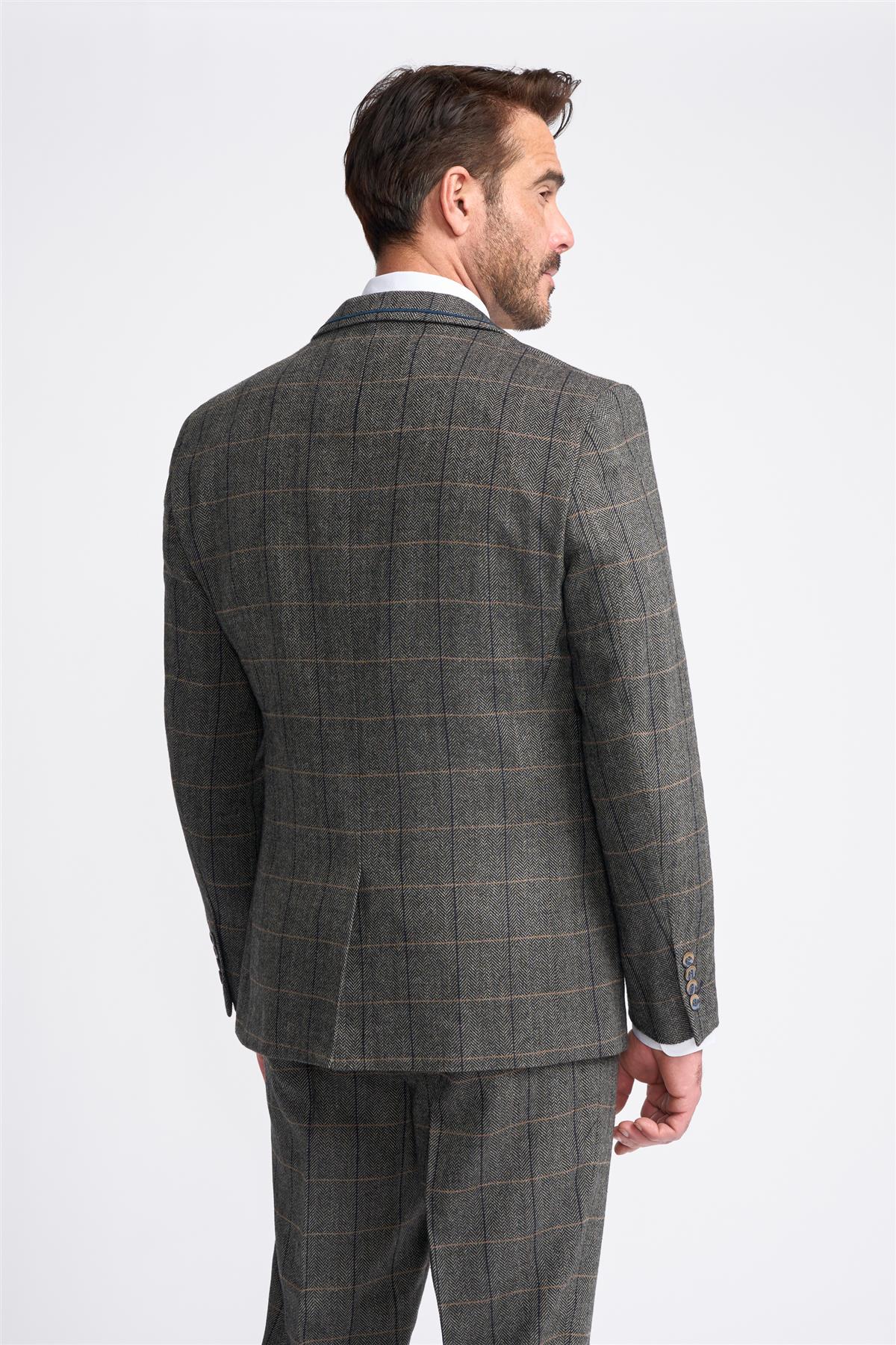 Grey Tweed Check Blazer - House of Cavani