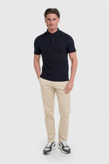 Textured Navy Polo - House of Cavani
