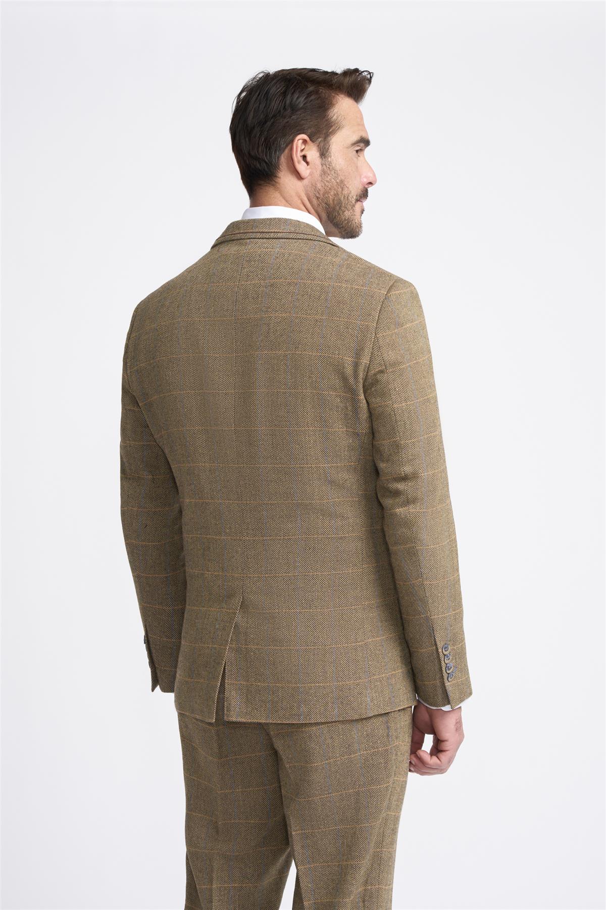Brown Check Tweed Check Blazer - House of Cavani