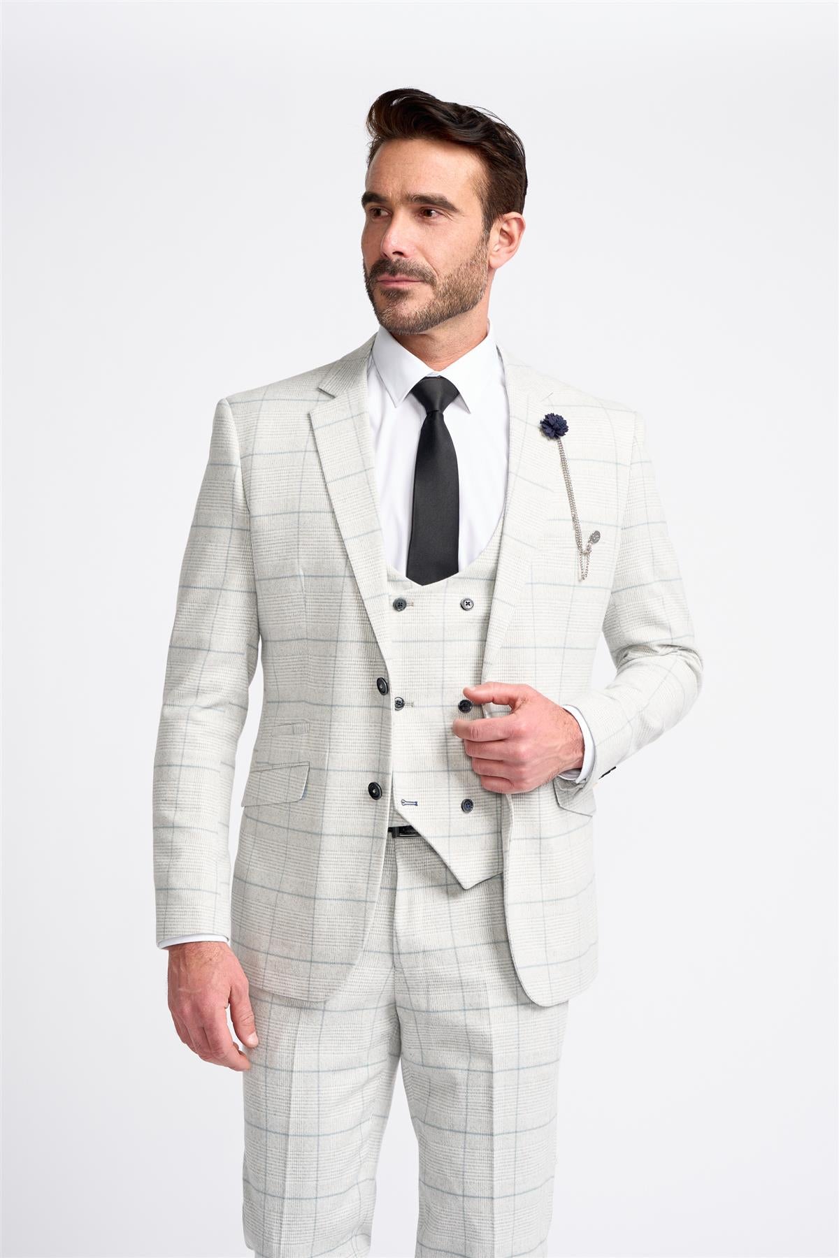 Light Grey Check Blazer - House of Cavani