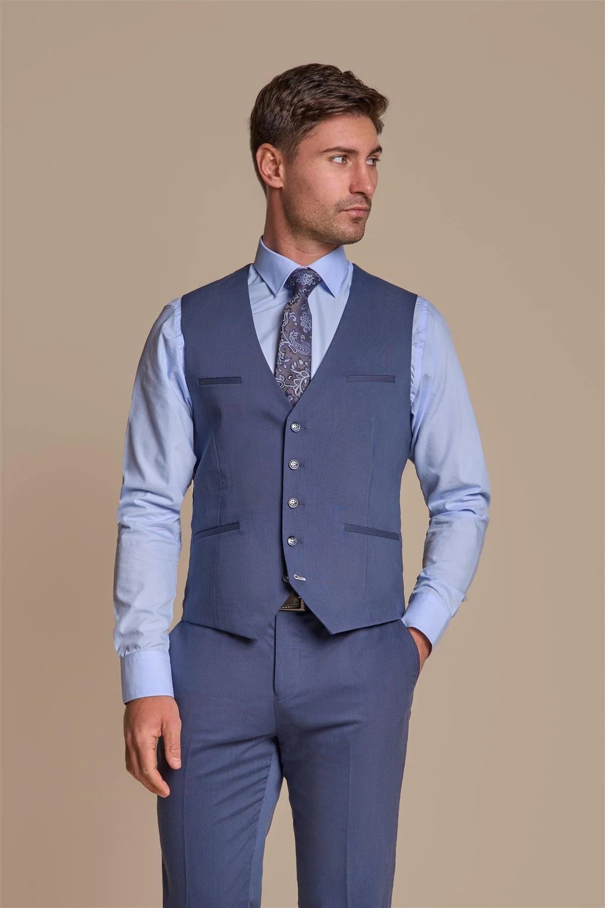 Teal Plain Three Piece Suit - House of Cavani