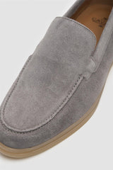 Breezy Grey Slip-On Suede Loafers