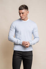 KN101 blue marlyn crewneck knitwear front