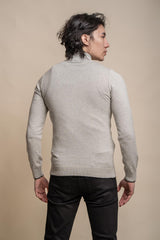 Kyle mid grey half zip knitwear back