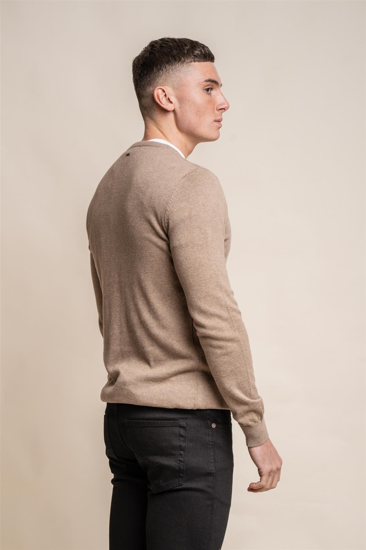 KN101 fawn crewneck knitwear back