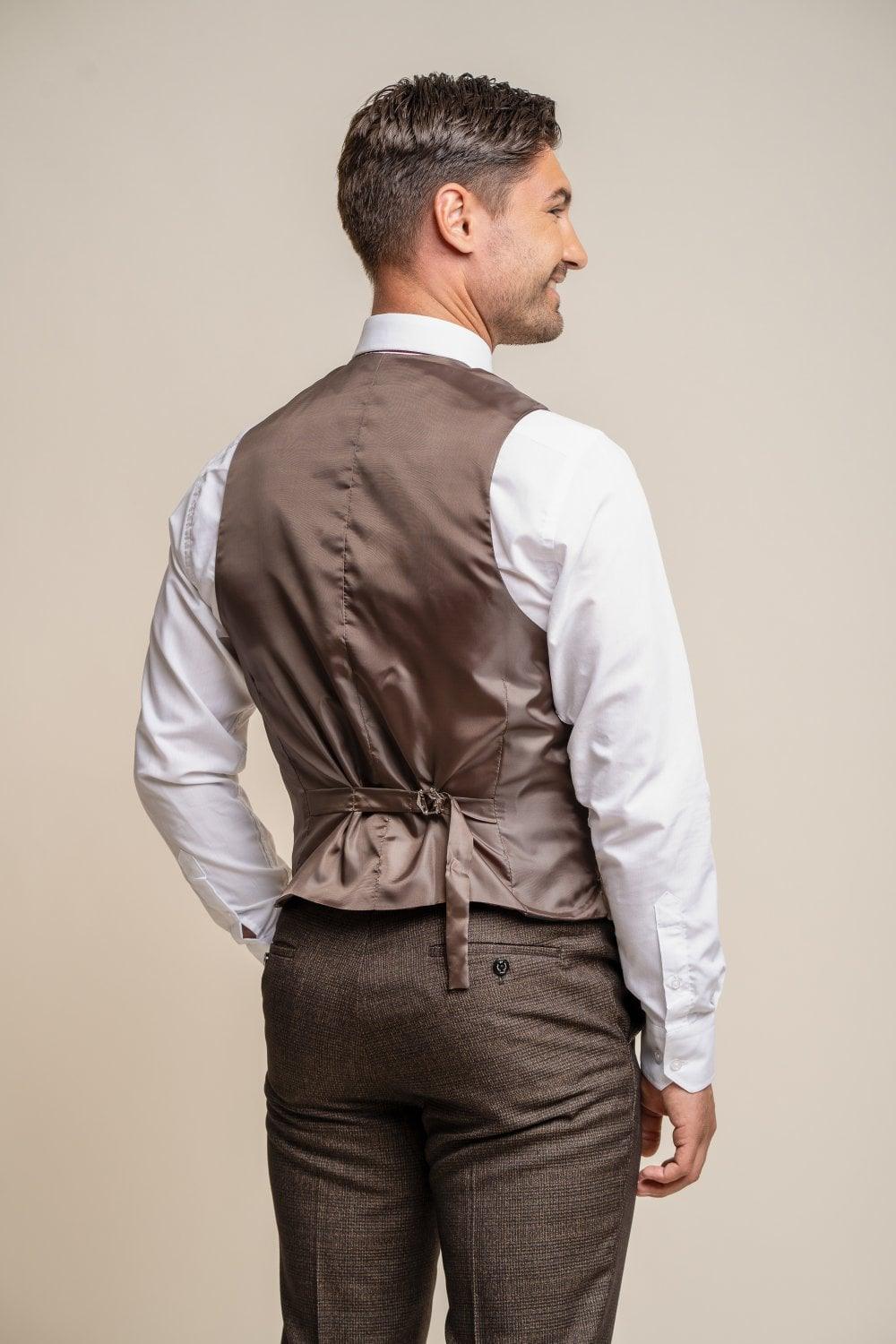 Caridi Brown with Lennox Beige Double Breasted Waistcoat
