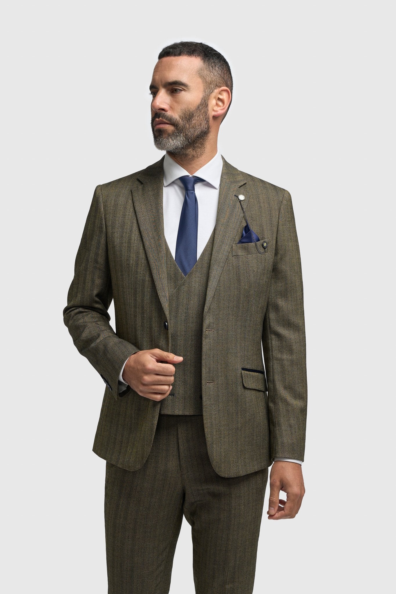 Damon Three Piece Suit with Double Breasted Waistcoat - House of Cavani
