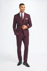Caridi Wine Regular Check Three Piece Suit