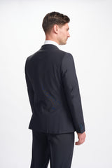 Bond Wool Rich Midnight Navy Double Breasted Two Piece Suit - House of Cavani