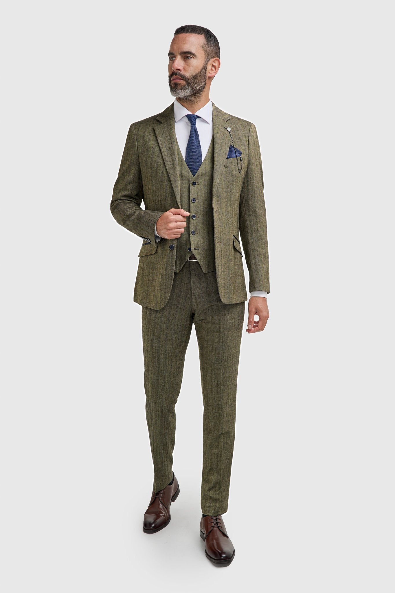 Damon Three Piece Suit with Single Breasted Waistcoat - House of Cavani