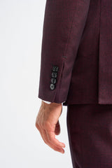 Caridi Wine Regular Check Three Piece Suit