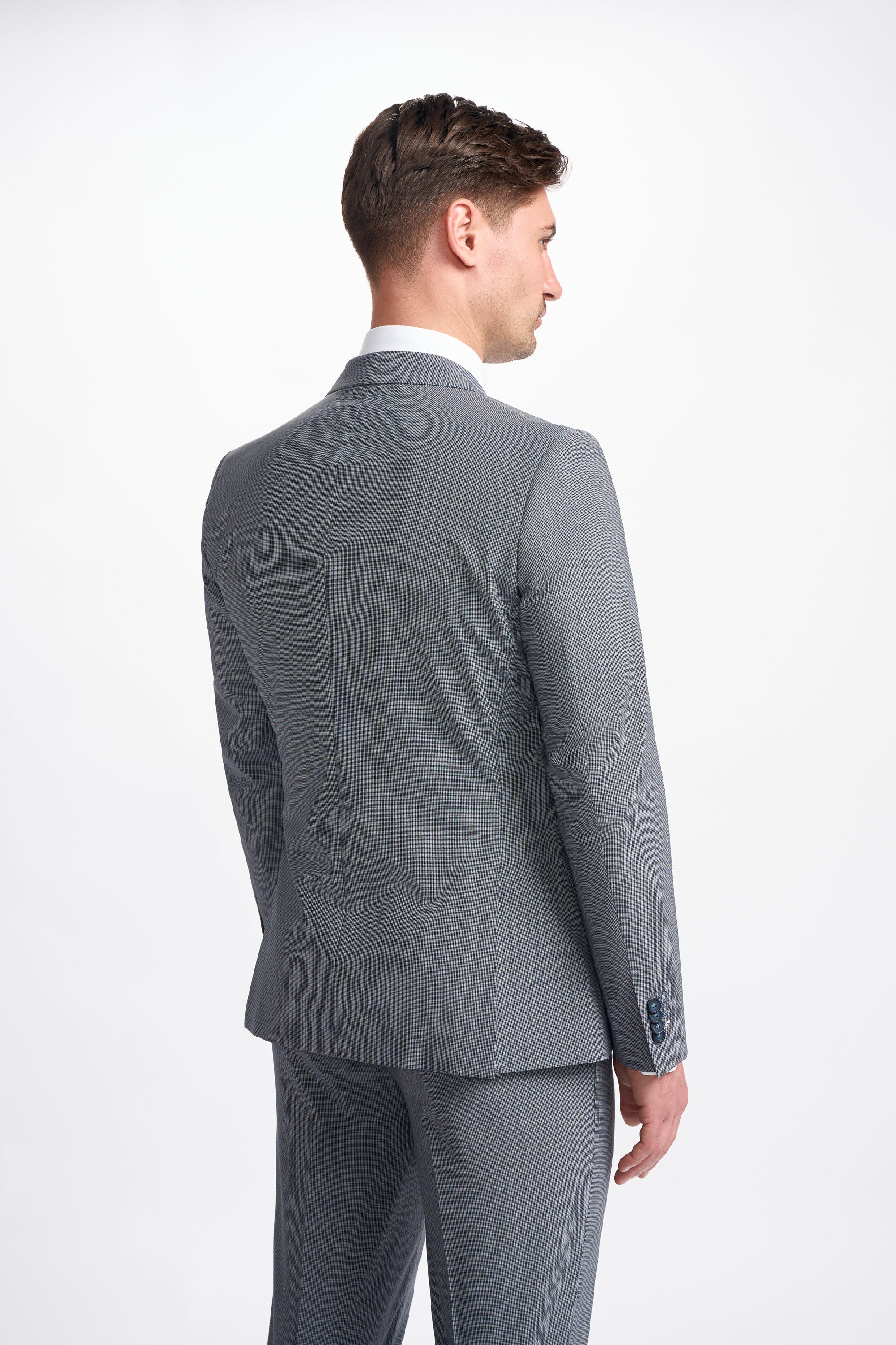 Bond Wool Rich Puppy Tooth Double Breasted Two Piece Suit - House of Cavani