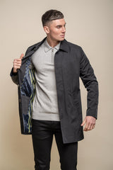 Barracuda black long coat front