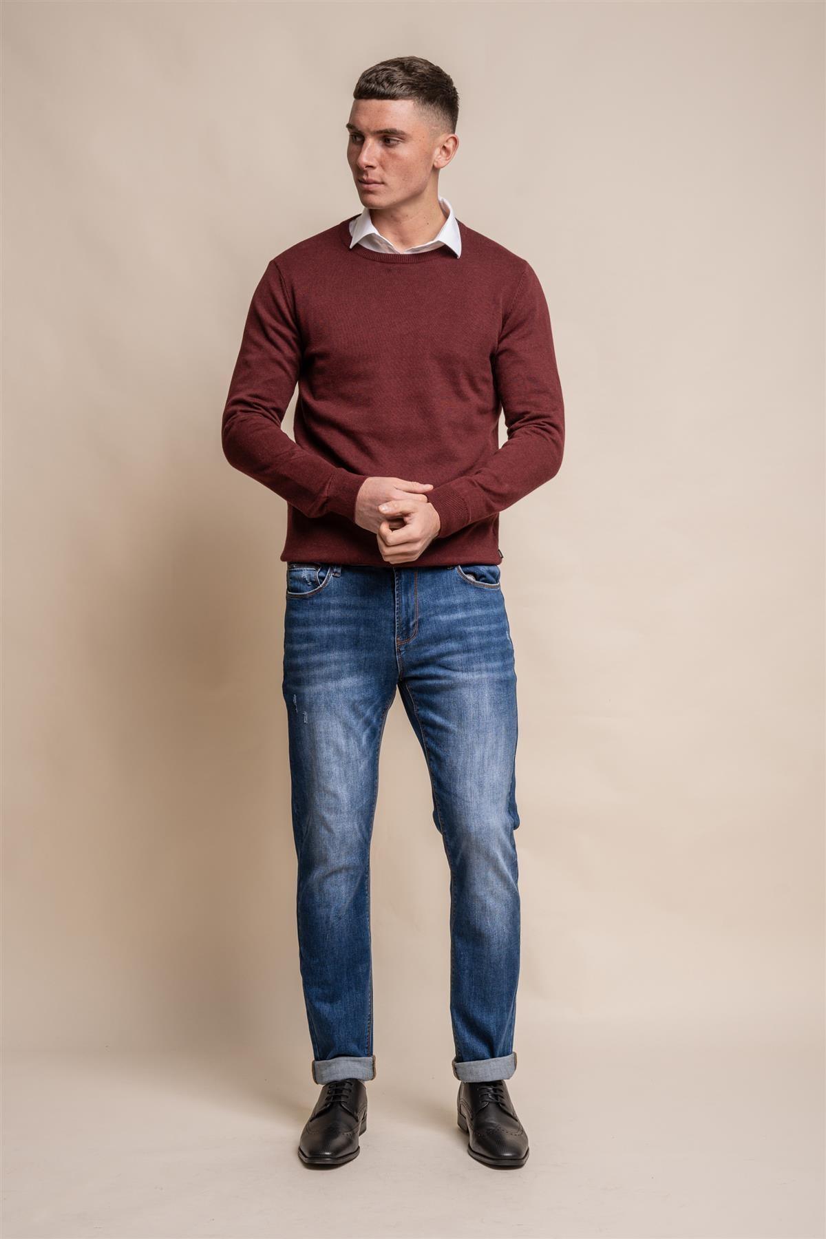 KN101 wine crewneck knitwear front