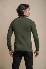 Kyle olive half zip knitwear back