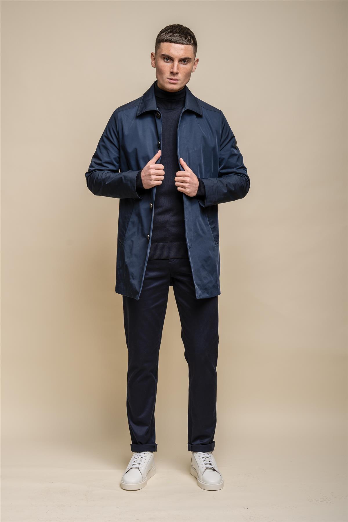 Barracuda navy long coat front