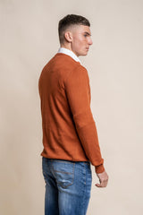 KN101 rust crewneck knitwear back