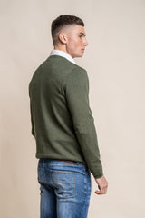 KN101 olive crewneck knitwear back