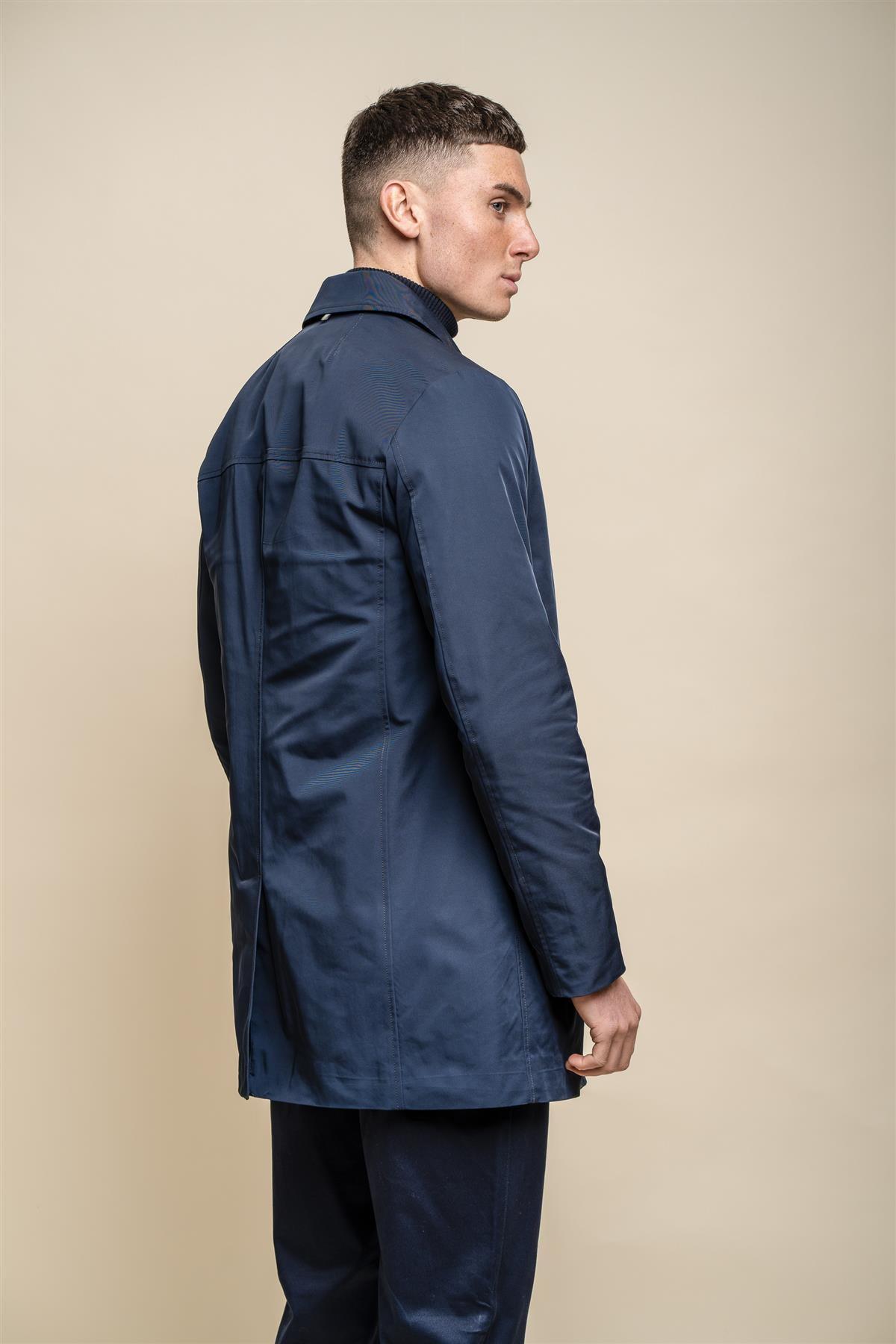 Barracuda navy long coat back