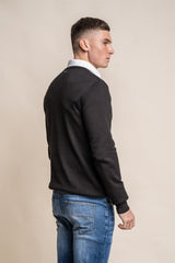 KN101 black crewneck knitwear back