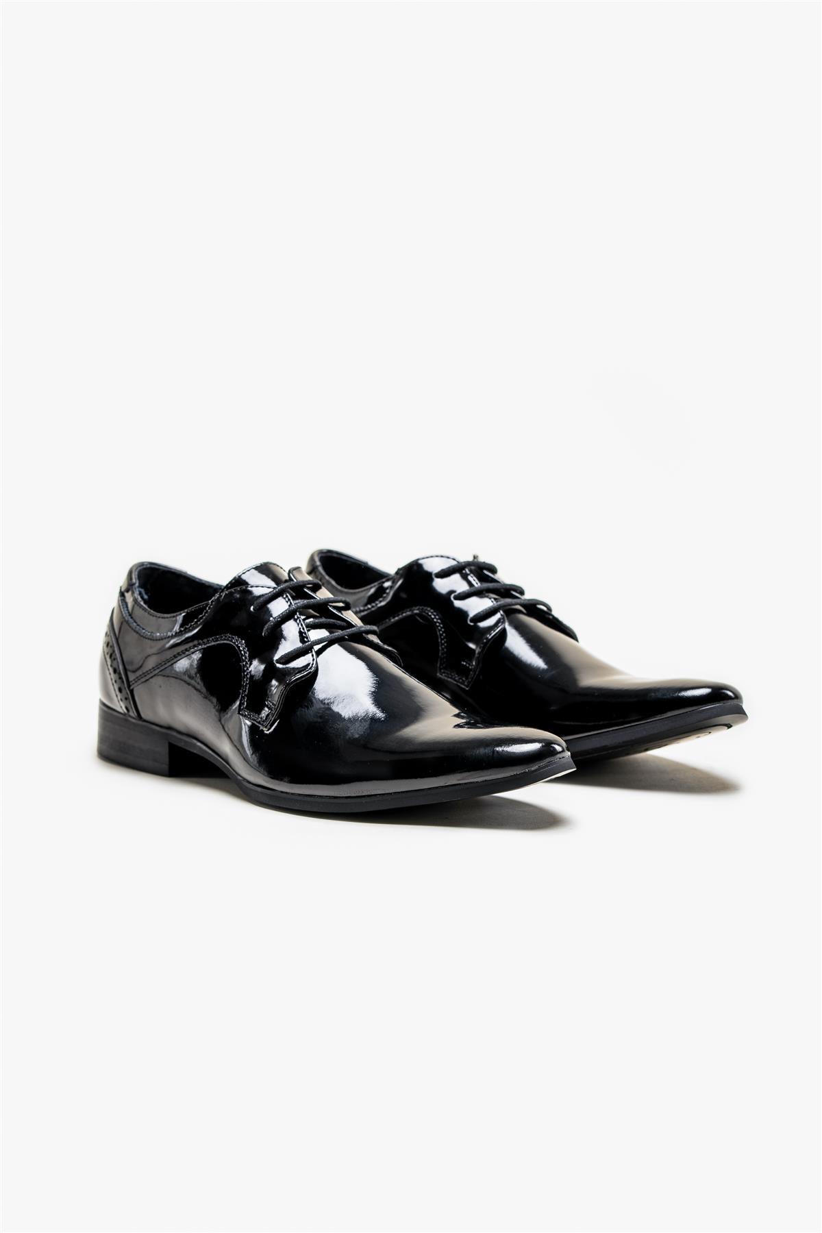 Scott black patent lace up shoe front