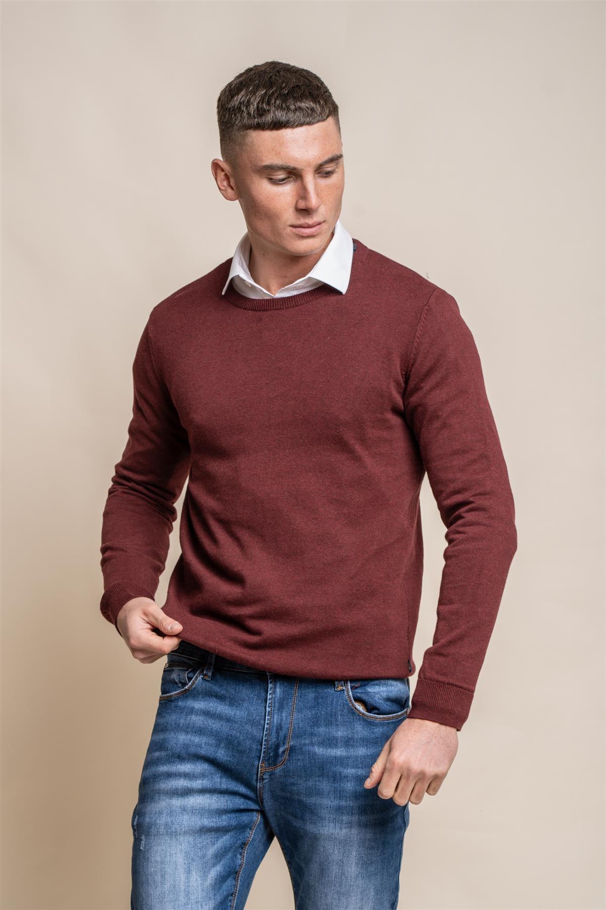 KN101 wine crewneck knitwear front