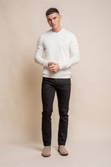 KN101 new ecru crewneck knitwear front