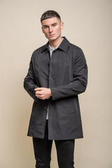 Barracuda black long coat front