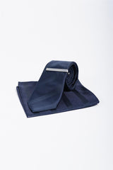 Self stripe navy tie set