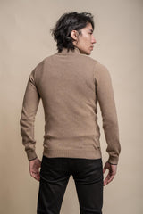 Kyle fawn half zip knitwear back
