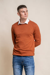 KN101 rust crewneck knitwear front