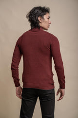 Kyle wine half zip knitwear back