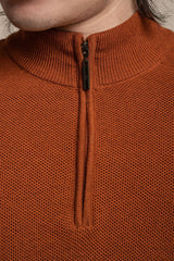 Kyle rustic half zip knitwear front detail