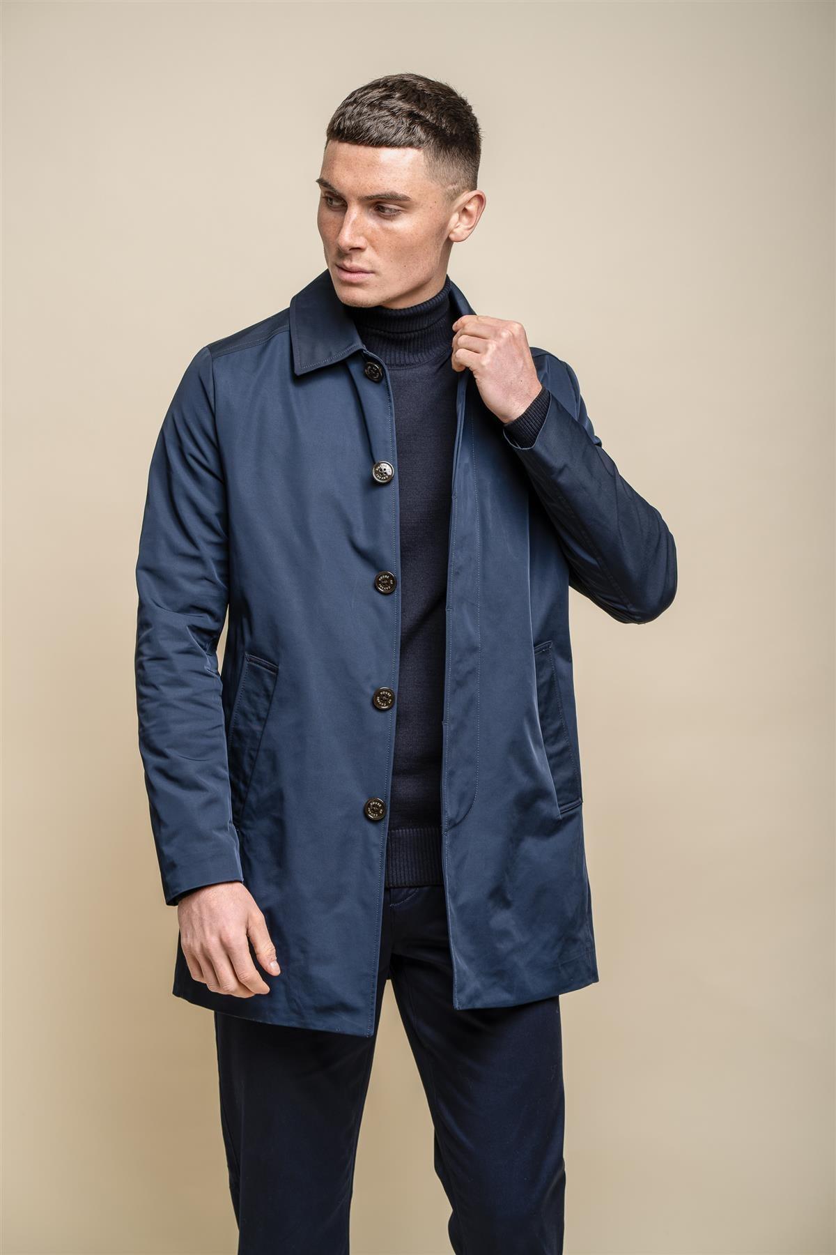 Barracuda navy long coat front