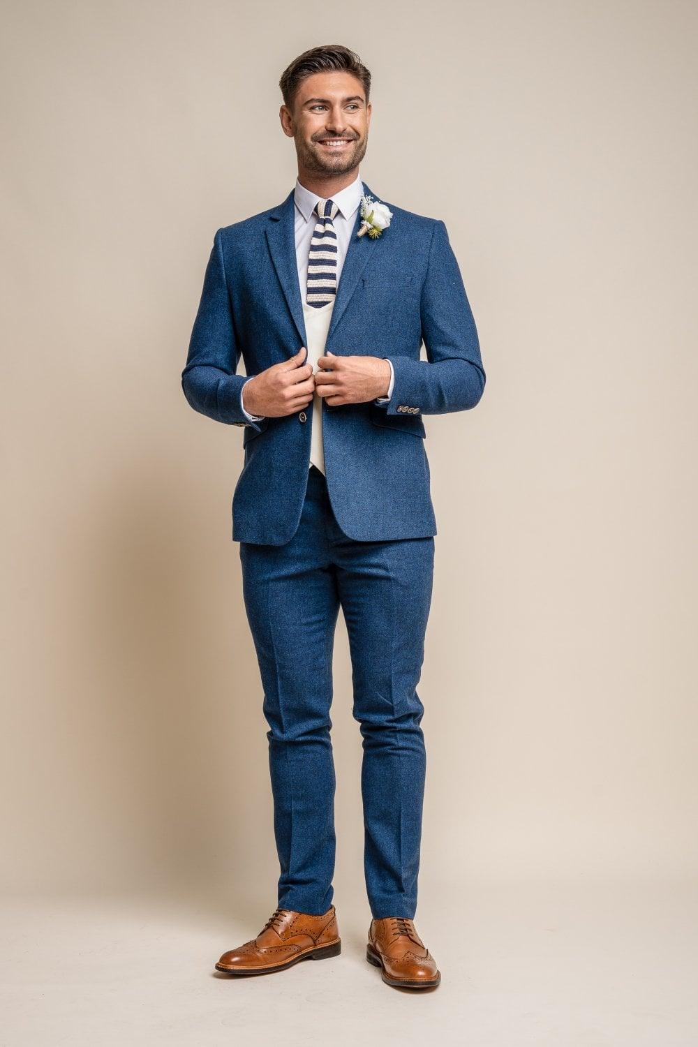 House of Cavani Orson Blue Tweed Slim Fit Suit - Clothing from House Of  Cavani UK