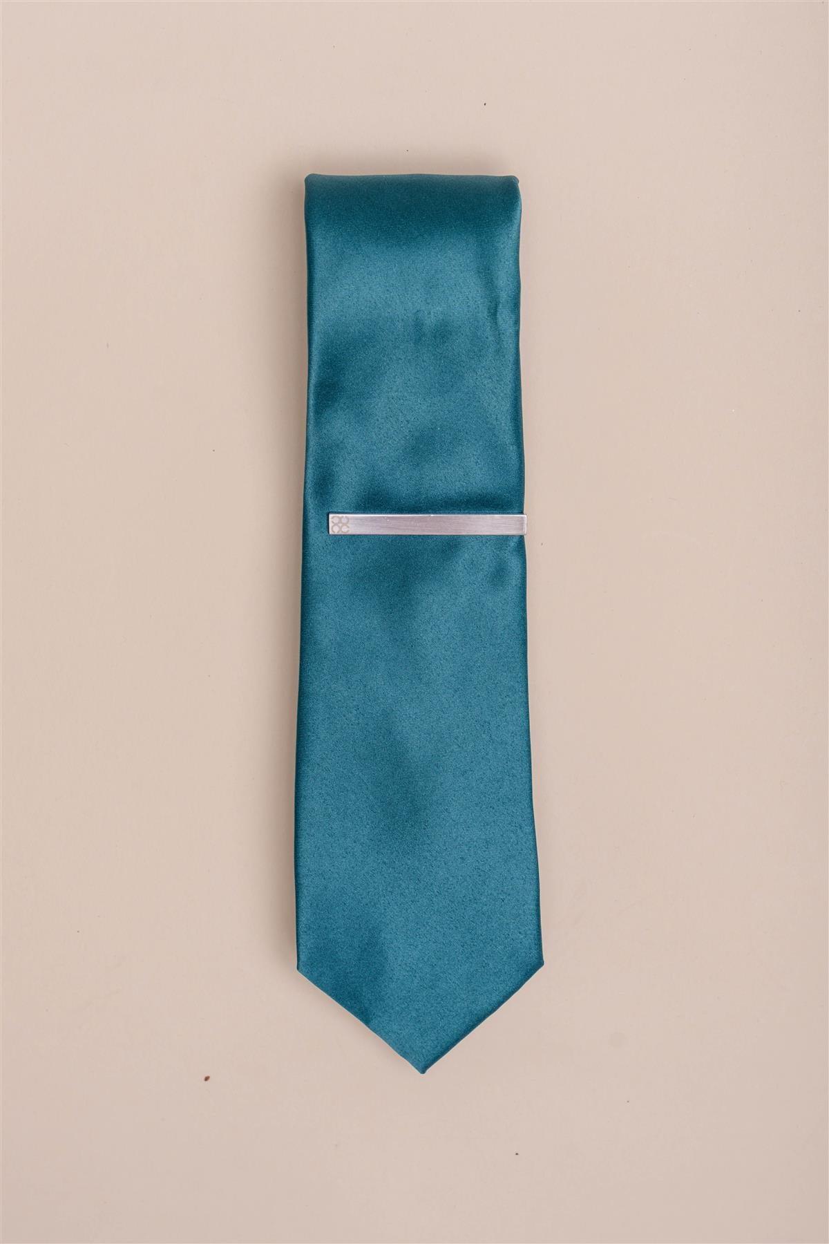 Plain aqua tie set