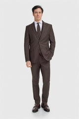 Bond Wool Rich Auburn Three Piece Suit - House of Cavani