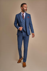 Carnegi Blue Three Piece Suit Front