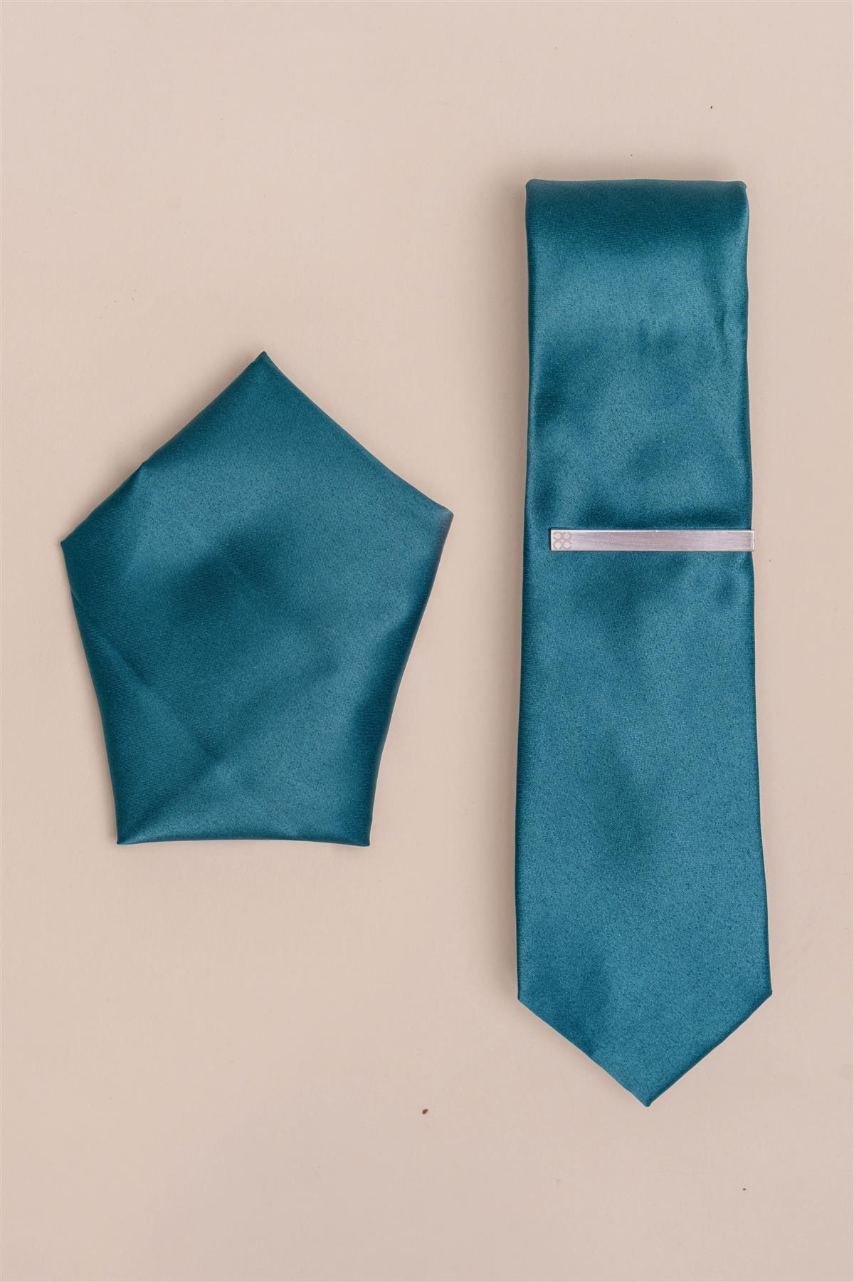 Plain aqua tie set