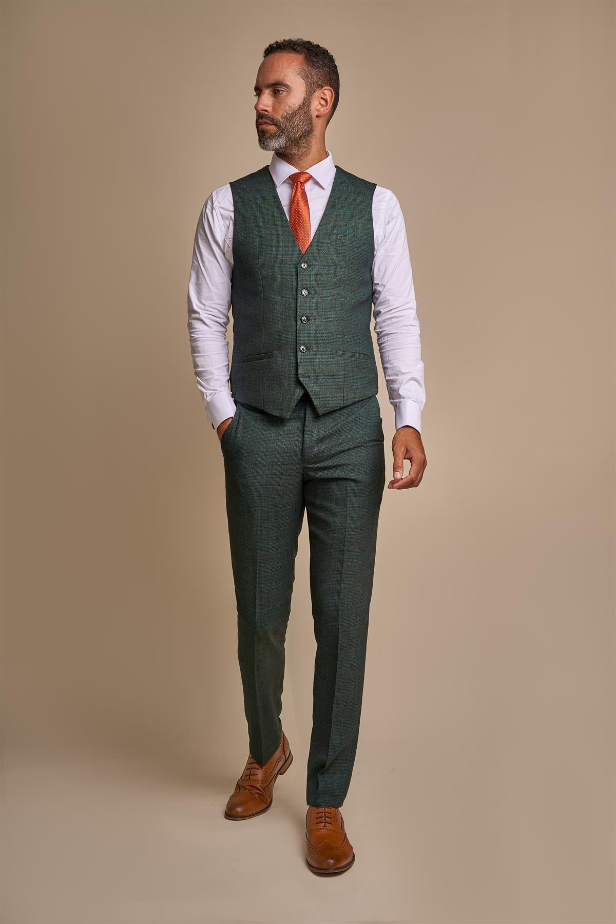 Caridi Olive Waistcoat With Trouser Front