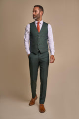 Caridi Olive Waistcoat With Trouser Front