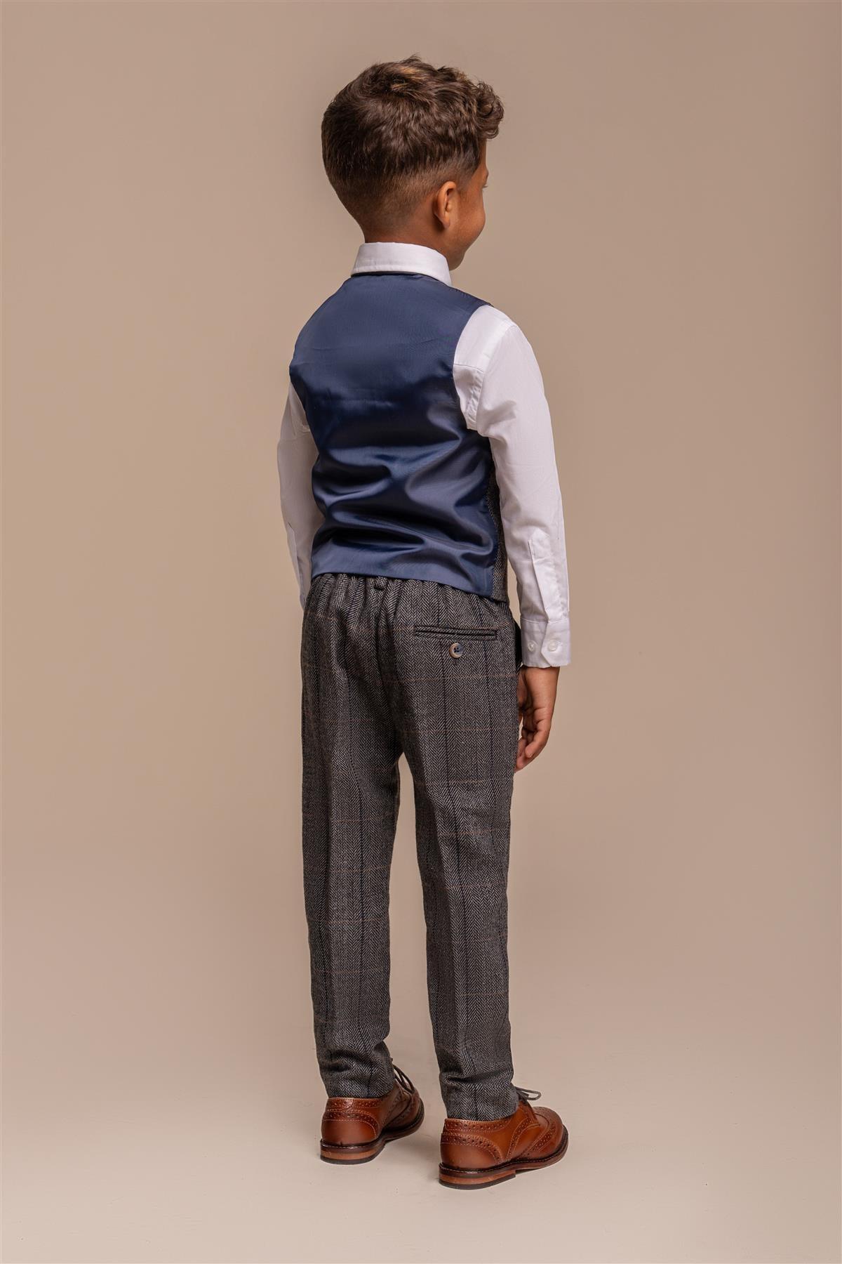 Albert Grey Tweed Check Boys Suit