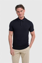 Textured Navy Polo - House of Cavani