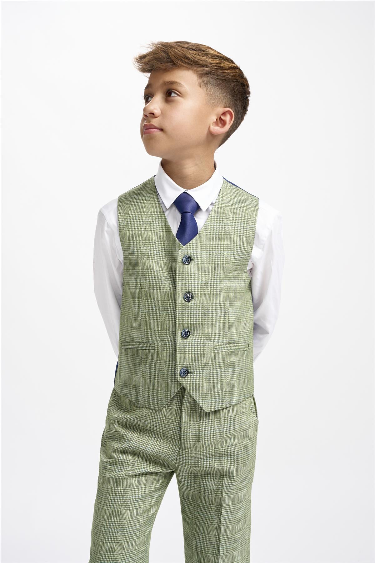 Boys Caridi Sage Waistcoat Front