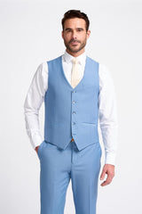 Bond Wool Rich Ocean Blue Waistcoat