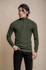 Kyle olive half zip knitwear front