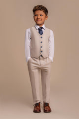 Caridi Beige Boys Three Piece Suit